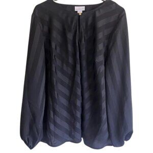 LIZ CLAIBORNE Black Long Sleeve Striped Blouse Loose-Fit NWT Women’s XL